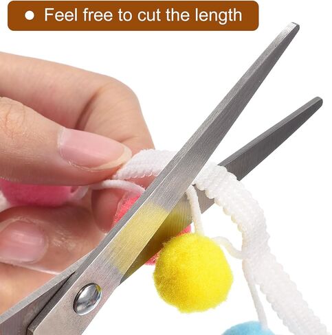 2 Yards Pom Pom Ball Fringe Trim, Ribbon Sewing DIY Crafts Accessory for Home Curtain Clothes Pillow Decoration, Mixed Color in Saudi Arabia