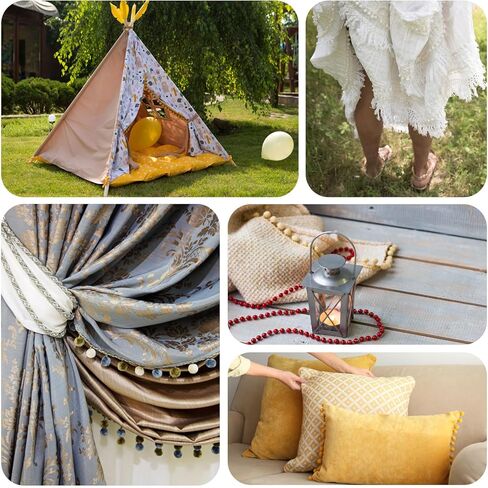 2 Yards Pom Pom Ball Fringe Trim, Ribbon Sewing DIY Crafts Accessory for Home Curtain Clothes Pillow Decoration, Mixed Color in Saudi Arabia