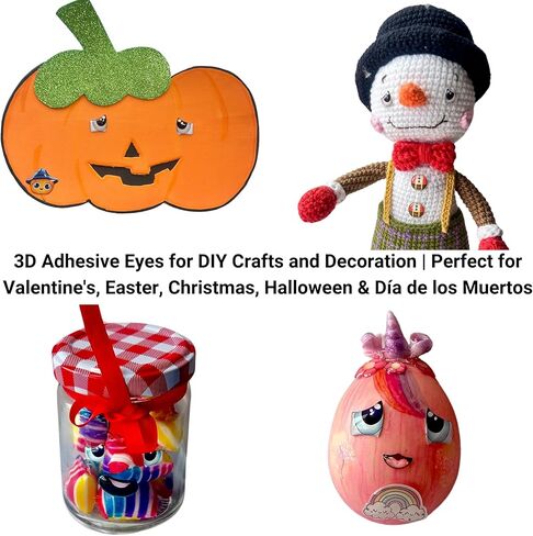 Googly & Wiggle Eyes 3D الراتنج - مجموعة متعددة الألوان ذاتية اللصق 369-M (50 قطعة، 25 زوجًا، 5-22 مم) - لطين البوليمر، والدمى، والسلايم، والأميجورومي، والبورسلين البارد، والحرف اليدوية in Saudi Arabia