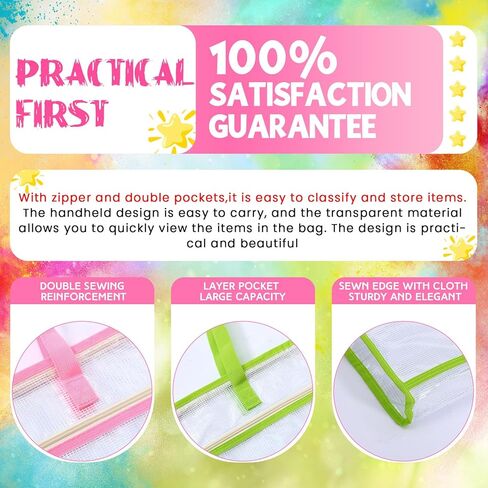3 قطع من أكياس المشروع مقاس 24 × 36 بوصة، أكياس تخزين خياطة شفافة من قماش PVC مع سحاب وبطاقة اسم، منظم شبكي مقاوم للماء لخياطة اللحف، ومواد تعليمية للمخططات الفنية in Saudi Arabia