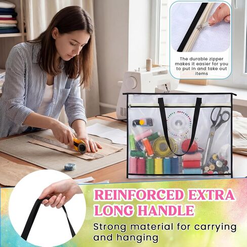 3 قطع من أكياس المشروع مقاس 24 × 36 بوصة، أكياس تخزين خياطة شفافة من قماش PVC مع سحاب وبطاقة اسم، منظم شبكي مقاوم للماء لخياطة اللحف، ومواد تعليمية للمخططات الفنية in Saudi Arabia