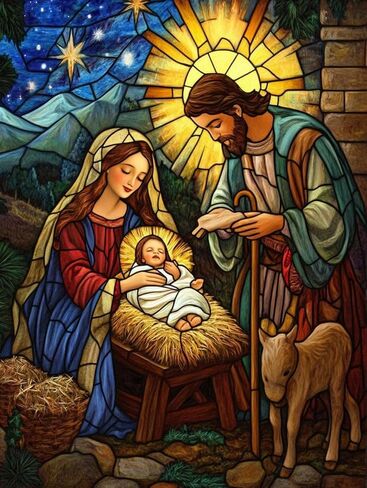 مجموعة غرز متقاطعة مطبوعة مسبقًا 11 قيراط من DIY Jesus Nativity للبالغين والمبتدئين، نمط إبرة سهل لديكور المنزل والحرف اليدوية 1100 in Kuwait