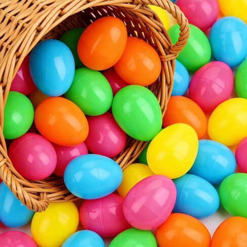 48 قطعة من بيض عيد الفصح، مجموعة بيض من البلاستيك الصلب الفاخر، مزيج بيض عيد الفصح متعدد الألوان النابض بالحياة، مجموعة بيض الربيع لصيد البيض وأنشطة الحفلات in Kuwait