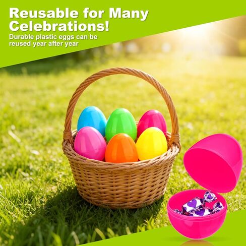 48 قطعة من بيض عيد الفصح، مجموعة بيض من البلاستيك الصلب الفاخر، مزيج بيض عيد الفصح متعدد الألوان النابض بالحياة، مجموعة بيض الربيع لصيد البيض وأنشطة الحفلات in Kuwait