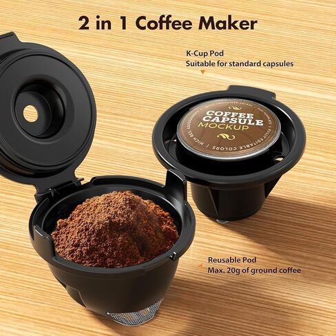 Single Serve Coffee Maker, 2 in 1 Coffee Machine for K-Cup & Ground Coffee, 6 to 14oz Brew Sizes, Pod Coffee Makers with 40oz Removable Water Reservoir, LCD Screen, Self-cleaning, Black in Saudi Arabia
