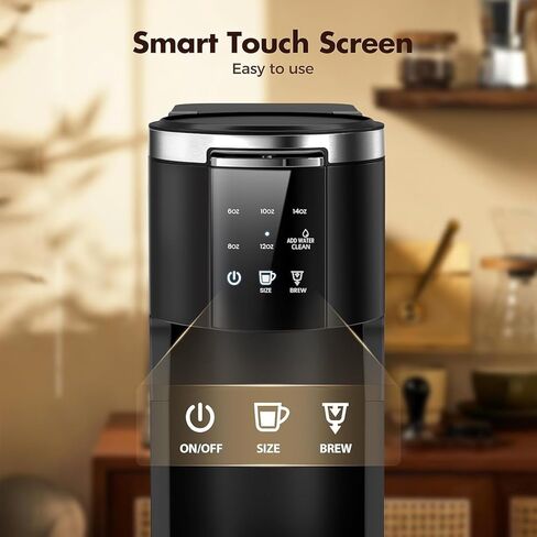 Single Serve Coffee Maker, 2 in 1 Coffee Machine for K-Cup & Ground Coffee, 6 to 14oz Brew Sizes, Pod Coffee Makers with 40oz Removable Water Reservoir, LCD Screen, Self-cleaning, Black in Saudi Arabia