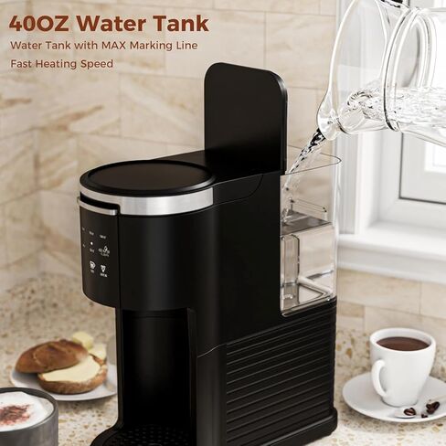 Single Serve Coffee Maker, 2 in 1 Coffee Machine for K-Cup & Ground Coffee, 6 to 14oz Brew Sizes, Pod Coffee Makers with 40oz Removable Water Reservoir, LCD Screen, Self-cleaning, Black in Saudi Arabia