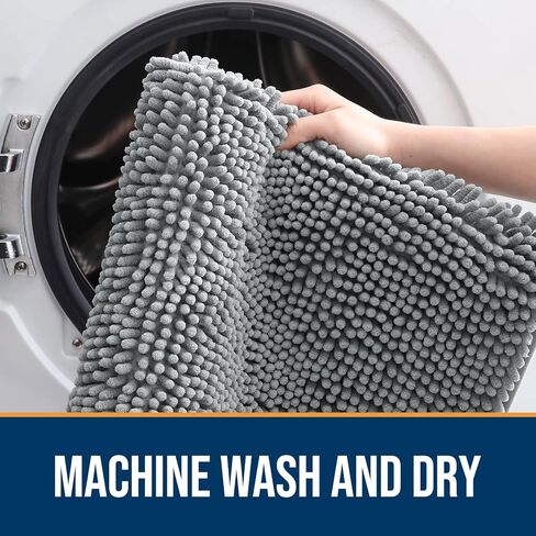 OLANLY Dog Door Mat for Muddy Paws 30x20, Absorbs Moisture and Dirt, Absorbent Non-Slip Washable Doormat, Quick Dry Chenille Mud Mat for Dogs, Entry Indoor Entryway Carpet for Inside Floor, Grey in Kuwait