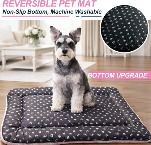 Washable Dog Bed Mat With Anti-Slip Bottom, Deluxe Plush Memory Foam Crate Pad & Waterproof Outdoor Kennel Mat For Dogs & Cats-Durable Crates Beds, Large Medium Small Puppy Size 24" x 18",pink in Saudi Arabia