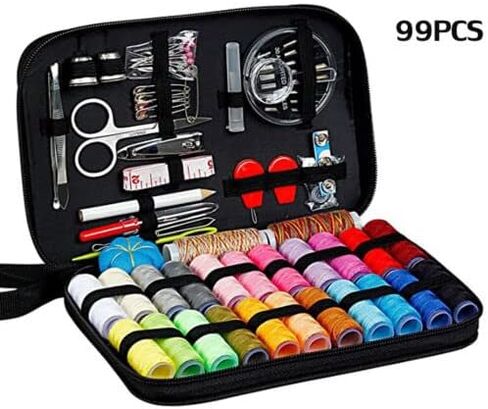 LiFuJunDong 99Pcs Portable Sewing Kit, Multifunctional Thread Stitches Needles Button Full Set, Professional Home Travel Sewing Box Various Sewing Accessories for Beginner Advanced Beginner in Kuwait