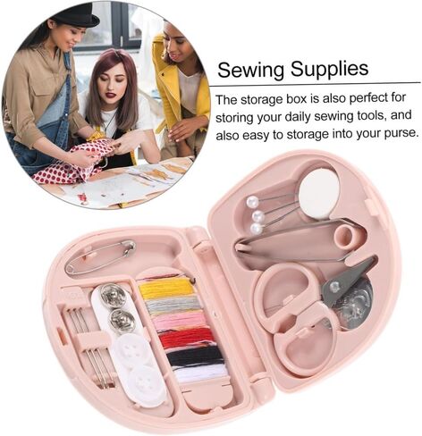 1 Pcs Portable Mini Sewing Kit Travel Size Thread and Needles Essential Sewing Tools Organizer for Beginners Box(Pink) in Saudi Arabia