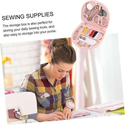 1 Pcs Portable Mini Sewing Kit Travel Size Thread and Needles Essential Sewing Tools Organizer for Beginners Box(Pink) in Saudi Arabia