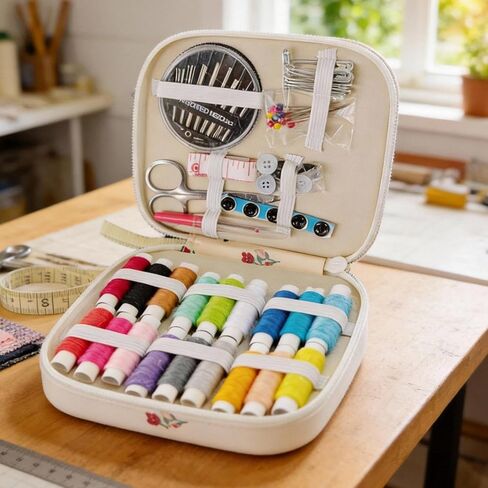 87 PCS Portable Sewing Kit with Thread, Needles, Scissors, and Accessories, Travel-Friendly DIY Repair Set for Beginners Adults and Emergency Use in Saudi Arabia
