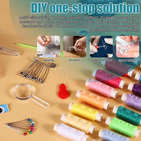 87 PCS Portable Sewing Kit with Thread, Needles, Scissors, and Accessories, Travel-Friendly DIY Repair Set for Beginners Adults and Emergency Use in Saudi Arabia
