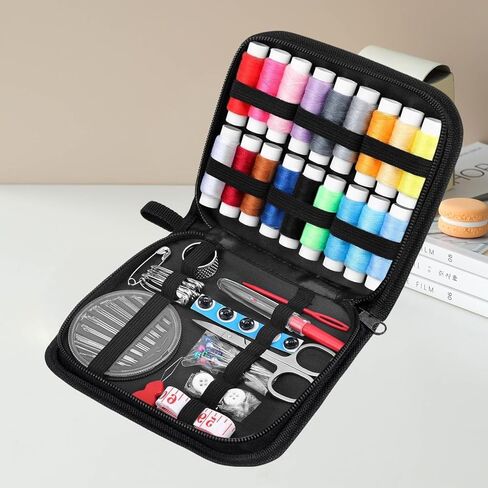 87 PCS Portable Sewing Kit with Thread, Needles, Scissors, and Accessories, Travel-Friendly DIY Repair Set for Beginners Adults and Emergency Use in Saudi Arabia