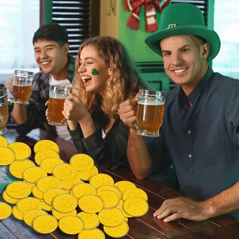 عملات ذهبية يوم القديس باتريك ، عملات ذهبية بلاستيكية ، عملات يوم شامروك سانت باتريك ، 100 قطعة عملات بلاستيكية ذهبية in Kuwait