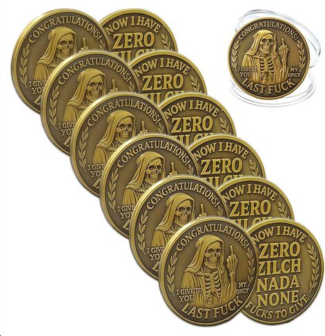 Last Fuck to Give Challenge Coin، تصميم جمجمة ساخرة مضحكة على الوجهين والإصبع الأوسط، هدية هفوة للأصدقاء، فكاهة المكتب، 6 عبوات in Kuwait