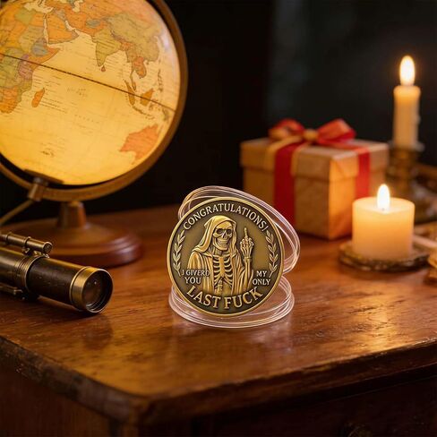 Last Fuck to Give Challenge Coin، تصميم جمجمة ساخرة مضحكة على الوجهين والإصبع الأوسط، هدية هفوة للأصدقاء، فكاهة المكتب، 6 عبوات in Kuwait