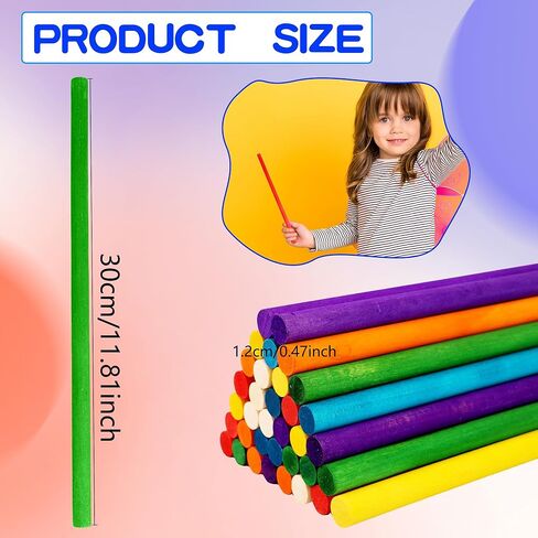 70 Pcs Rhythm Sticks for Kids Bulk 12 Inch Wood Music Lummi Sticks Wooden Percussion Musical Instruments for Girls and Boys Classroom Activities, 7 Colors in Saudi Arabia