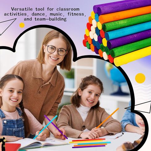 70 Pcs Rhythm Sticks for Kids Bulk 12 Inch Wood Music Lummi Sticks Wooden Percussion Musical Instruments for Girls and Boys Classroom Activities, 7 Colors in Saudi Arabia