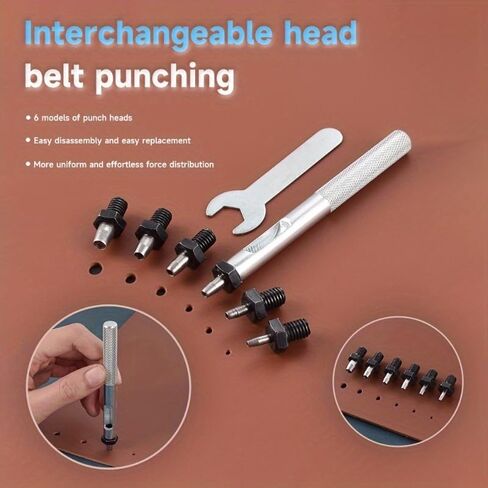 Leather Punch Set 8pcs Manual Steel Round Hole Punch Tool for Thick Leather Belts Straps - DIY Crafting Accessory in Saudi Arabia
