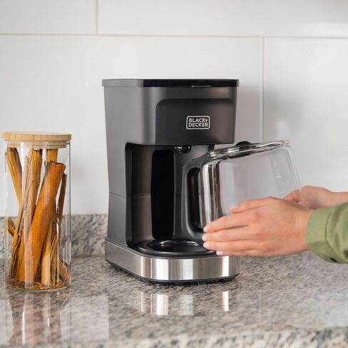 BLACK+DECKER CAFÉCRAFT 12-Cup Coffee Maker, One-Switch Drip Coffeemaker with Vortex Showerhead Technology, Sneak-A-Cup, Keep Warm Function, Stainless Steel in Saudi Arabia
