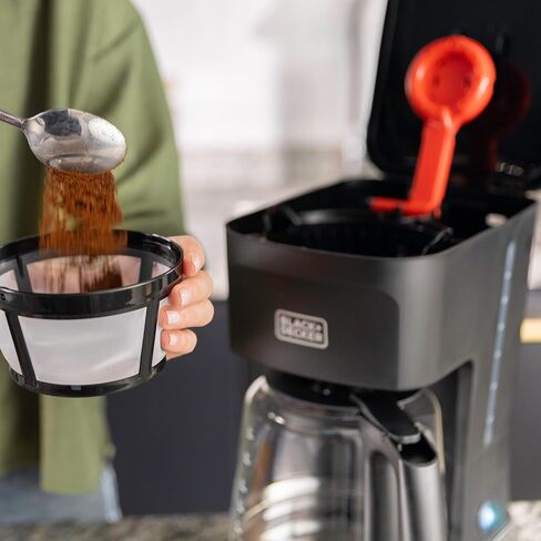 BLACK+DECKER CAFÉCRAFT 12-Cup Coffee Maker, One-Switch Drip Coffeemaker with Vortex Showerhead Technology, Sneak-A-Cup, Keep Warm Function, Stainless Steel in Saudi Arabia