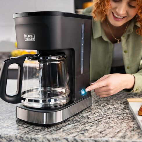 BLACK+DECKER CAFÉCRAFT 12-Cup Coffee Maker, One-Switch Drip Coffeemaker with Vortex Showerhead Technology, Sneak-A-Cup, Keep Warm Function, Stainless Steel in Saudi Arabia
