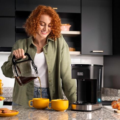 BLACK+DECKER CAFÉCRAFT 12-Cup Coffee Maker, One-Switch Drip Coffeemaker with Vortex Showerhead Technology, Sneak-A-Cup, Keep Warm Function, Stainless Steel in Saudi Arabia