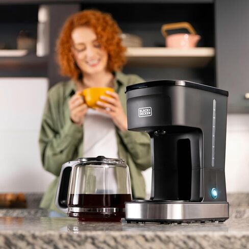 BLACK+DECKER CAFÉCRAFT 12-Cup Coffee Maker, One-Switch Drip Coffeemaker with Vortex Showerhead Technology, Sneak-A-Cup, Keep Warm Function, Stainless Steel in Saudi Arabia