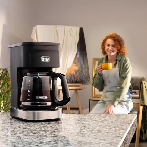BLACK+DECKER CAFÉCRAFT 12-Cup Coffee Maker, One-Switch Drip Coffeemaker with Vortex Showerhead Technology, Sneak-A-Cup, Keep Warm Function, Stainless Steel in Saudi Arabia