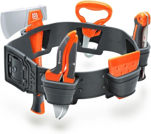مجموعة أحزمة أدوات الغابات من Husqvarna للأطفال - منشار تقليم قابل للطي، مقصات تقليم، فأس، خطاف سجل، إسفين، شفرة يد وحزام أدوات قابل للتعديل - مجموعة أدوات التظاهر للعب في الهواء الطلق للأولاد والبنات من عمر 3 سنوات فما فوق in Kuwait