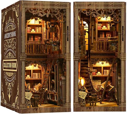 مجموعة كتب زاوية - ألغاز خشبية ثلاثية الأبعاد يمكنك صنعها بنفسك، ديكور رف كتب مصغر لغرفة الموسيقى الكلاسيكية مع ضوء LED للبالغين والمراهقين والمبتدئين، مجموعة هدايا كتب زاوية للعائلة والأصدقاء in Kuwait