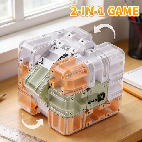 مكعب ألغاز ثلاثي الأبعاد مع متاهة الكرة المتدحرجة، وألغاز المتاهة اثنين في واحد ولعبة مكعب مطابقة الألوان، لعبة تعليمية لتحفيز الدماغ للتفكير المنطقي والتعلم العملي in Kuwait