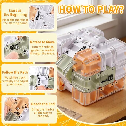 مكعب ألغاز ثلاثي الأبعاد مع متاهة الكرة المتدحرجة، وألغاز المتاهة اثنين في واحد ولعبة مكعب مطابقة الألوان، لعبة تعليمية لتحفيز الدماغ للتفكير المنطقي والتعلم العملي in Kuwait