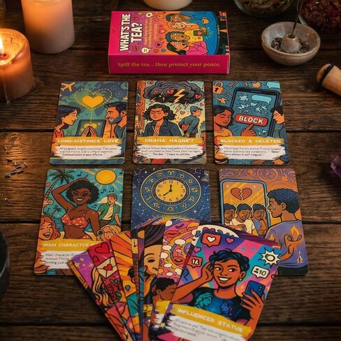 ما هو الشاي؟ بطاقات أوراكل للمبتدئين - مجموعة مكونة من 54 بطاقة للكارما ورفاق الروح والحب والصداقة وقراءات مسار الحياة - بطاقات عرافة سهلة الاستخدام للتوجيه الروحي in Kuwait