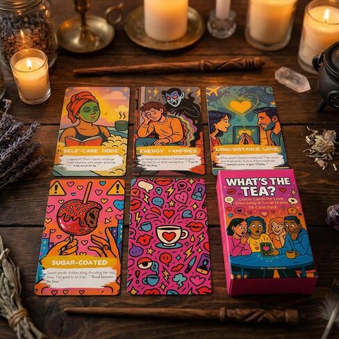 ما هو الشاي؟ بطاقات أوراكل للمبتدئين - مجموعة مكونة من 54 بطاقة للكارما ورفاق الروح والحب والصداقة وقراءات مسار الحياة - بطاقات عرافة سهلة الاستخدام للتوجيه الروحي in Kuwait