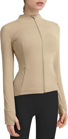 Locachy Women's Slim Fit Full Zip Athletic Running Sports Workout Jacket with Pockets in Kuwait