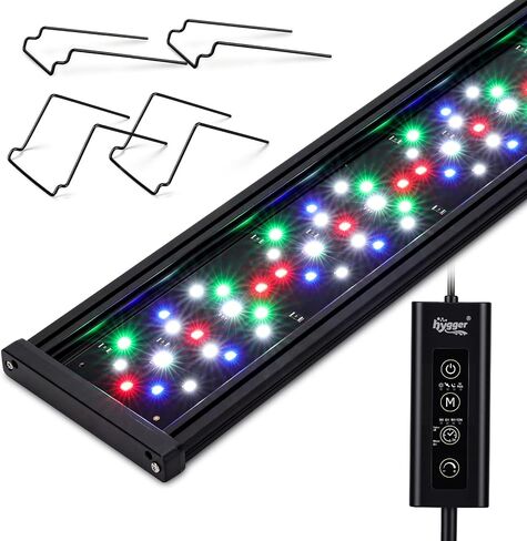 hygger Auto On Off Aquarium LED Light، 4 أوضاع إضاءة كاملة الطيف لخزان الأسماك 24/7 مؤقت للأسماك الملونة / الشمس / ضوء الليل / دورة WRGB للمياه العذبة in Kuwait