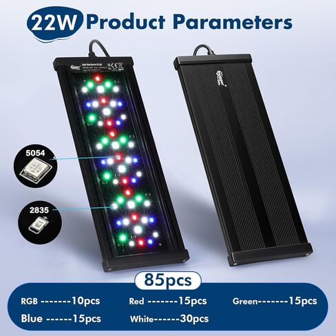 hygger Auto On Off Aquarium LED Light، 4 أوضاع إضاءة كاملة الطيف لخزان الأسماك 24/7 مؤقت للأسماك الملونة / الشمس / ضوء الليل / دورة WRGB للمياه العذبة in Kuwait