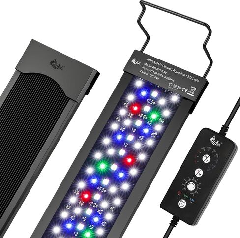 AQQA LED Aquarium Light 36W for 24-32 Inch Fish Tank, 24/7 Mode&DIY Mode Full Spectrum Fish Tank Light, IP68 Waterproof High Lumen Aquarium Plant Light, Adjustable Brightness/Timer, Memory Function in Kuwait