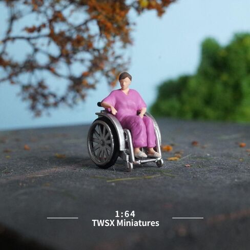 Warm Companionship,1:64 Scale,2PCS, Miniature People, Miniature Models, Suitable for DIY Landscapes, Creative Scenes, Matching and Macro Photography (Wheelchair Patients) in Saudi Arabia