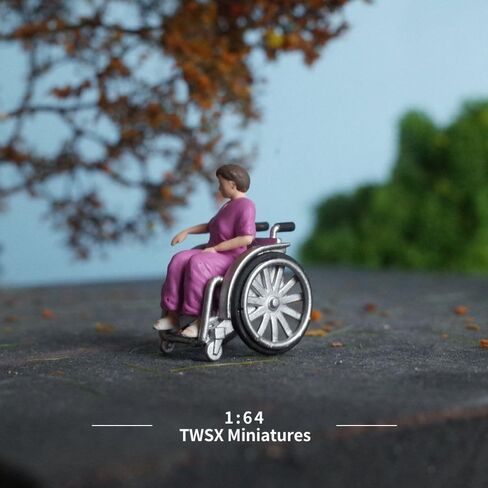 Warm Companionship,1:64 Scale,2PCS, Miniature People, Miniature Models, Suitable for DIY Landscapes, Creative Scenes, Matching and Macro Photography (Wheelchair Patients) in Saudi Arabia