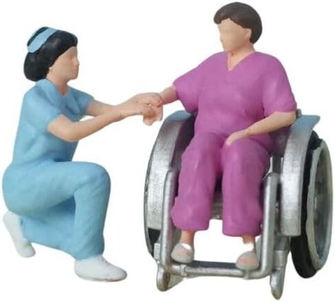 Warm Companionship,1:64 Scale,2PCS, Miniature People, Miniature Models, Suitable for DIY Landscapes, Creative Scenes, Matching and Macro Photography (Wheelchair Patients) in Saudi Arabia