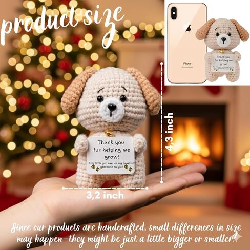 Teacher Gifts – Thank You Teacher Present, Crochet Puppy Plush with “Thank You for Helping Me Grow" Card – Cute Appreciation Token for Mentor, Mom & Dad in Kuwait