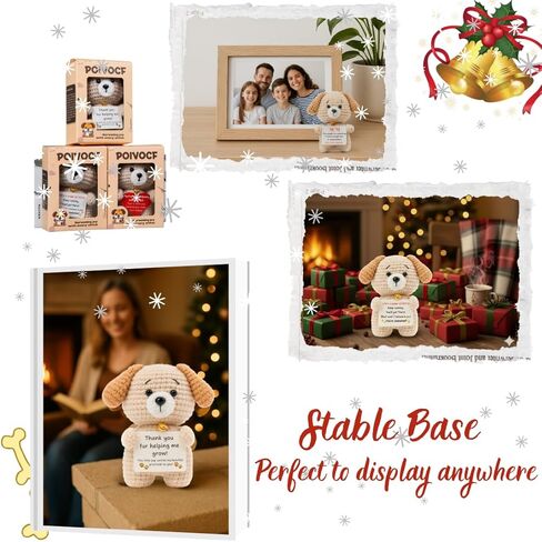 Teacher Gifts – Thank You Teacher Present, Crochet Puppy Plush with “Thank You for Helping Me Grow" Card – Cute Appreciation Token for Mentor, Mom & Dad in Kuwait