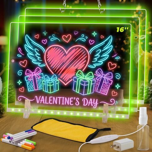 16" Led Drawing Board with 7 Colors,Light Up Cosmody Drawing Board,Glowing Acrylic Dry Erase Board with Light,Portable Doodle Glow LED Note Board, Birthdays, and Classroom Rewards (1PCS) in Saudi Arabia