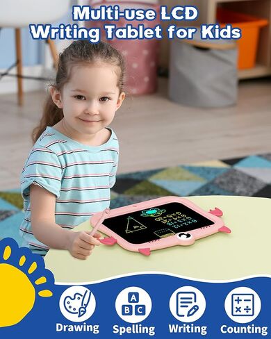 bravokids LCD Writing Tablet for Kids 8.5 Inch, Colorful Doodle Board Drawing Pad Tablet, Christmas Birthday Gifts Educational and Learning Toys for 3 4 5 6 7 8 Years Old Girls Boys (Pink) in Kuwait