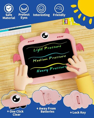 bravokids LCD Writing Tablet for Kids 8.5 Inch, Colorful Doodle Board Drawing Pad Tablet, Christmas Birthday Gifts Educational and Learning Toys for 3 4 5 6 7 8 Years Old Girls Boys (Pink) in Kuwait