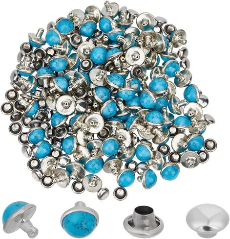 100 Sets White Pearl Rapid Rivets Studs 8.5mm DIY Leather Brass Mushroom Flat Tandy Back Rivets with Nails Nailhead Screw Back Spike Studs for Belt Boots Jacket Garment in Saudi Arabia
